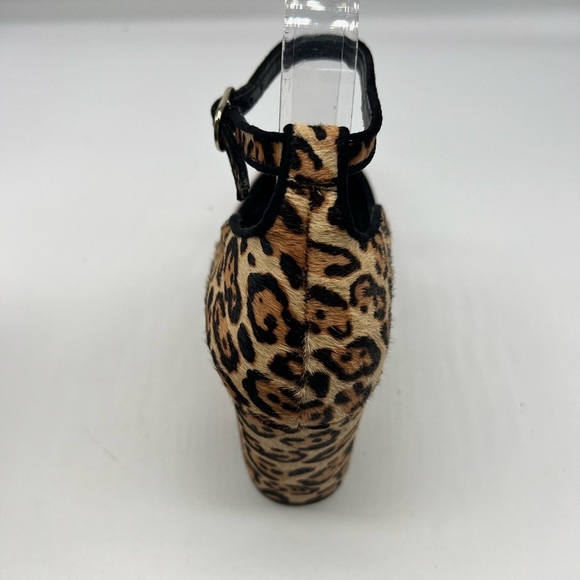 WHBM - Tan And Brown Calf Hair Ankle Adjustable Straps Block Heels Size 7.5 - Picture 12 of 13